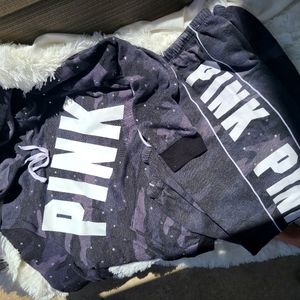 PINK Camo Bling jogger Set NWOT